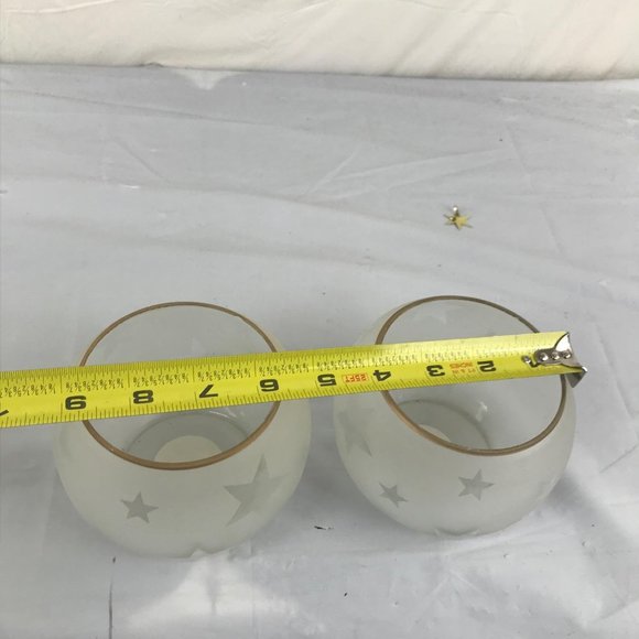 Unknown Accents Set Of 2 Frosted Glass Votive Holders With Stars N